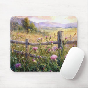 Country Pink Thistles Mouse Pad