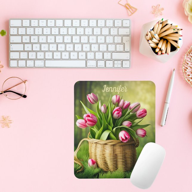 Country Pink Tulips Mouse Pad (Creator Uploaded)