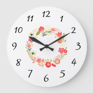 Country Pink Wreath Wall Clock