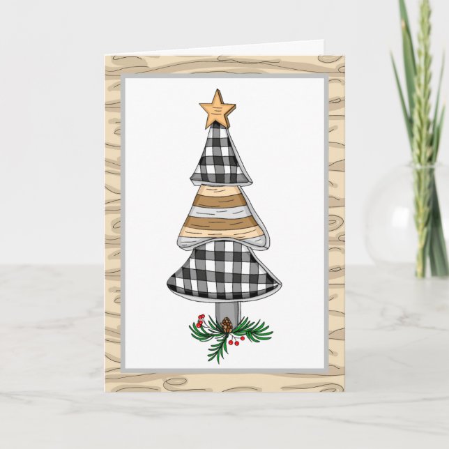 Country Plaid Christmas Tree Holiday Card (Front)