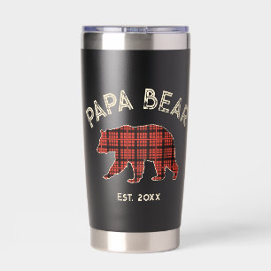 Country Plaid Papa Bear Father Year Established Insulated Tumbler