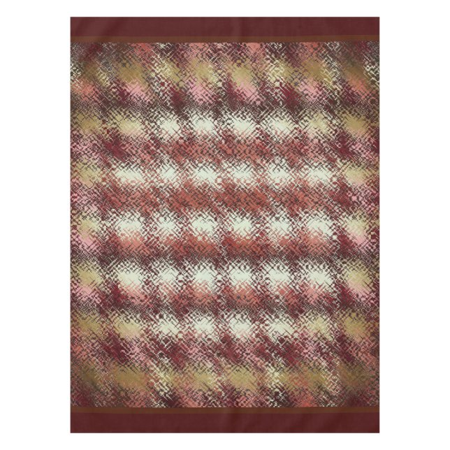 Country Plaid Table Cloth-Burgandy/Beige Design Tablecloth (Front)