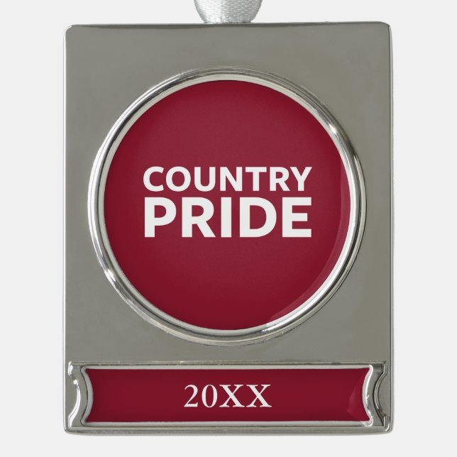 Country Pride Silver Plated Banner Ornament (Front)