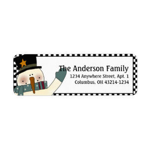 Country Prim Christmas Snowman Address Labels d2