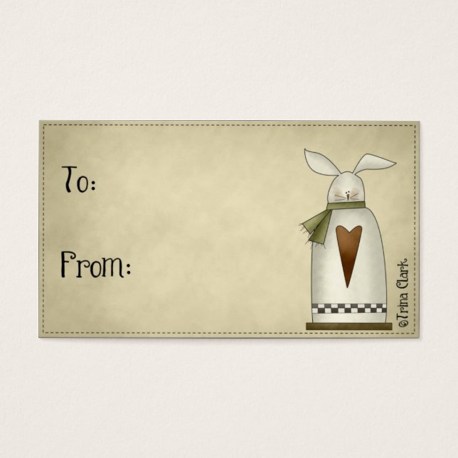 Country Primitive Bunny Design Gift Tags (Front)