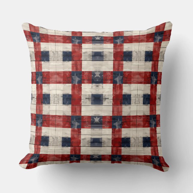 Country/Primitive Distressed Americana Cushion (Front)