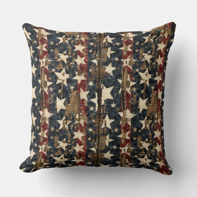Country/Primitive Distressed Americana Cushion (Front)