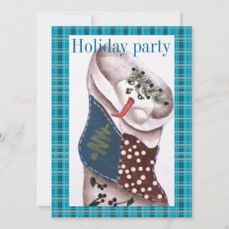 Country Primitive Snowman in Stocking Invitation