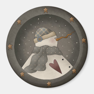 Country Primitive Snowman Magnet