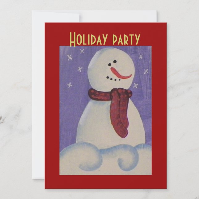 Country Primitive Snowmen Christmas Invitation (Front)