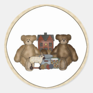 Country Primitive Teddy Bears & Toys Stickers