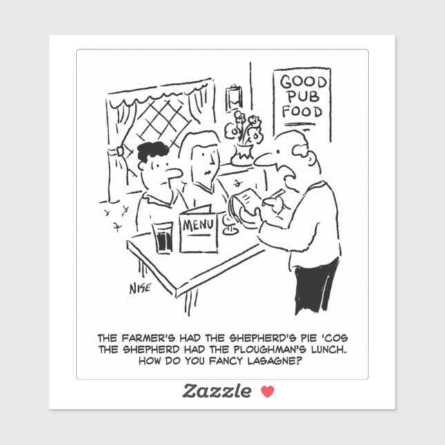 Country Pub Lunch Cartoon. (Sheet)