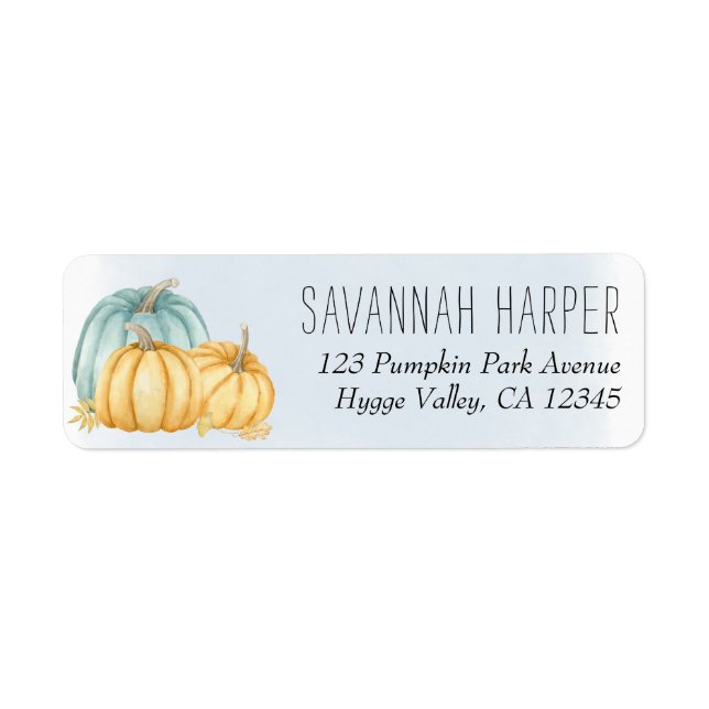 Country Pumpkin Blue Wash Return Address (Front)