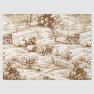 Country Pumpkin Toile in Warm Sepia Pattern Tissue Paper