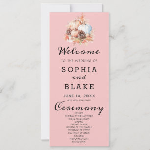Country Pumpkins Fall Baby Pink Wedding Program