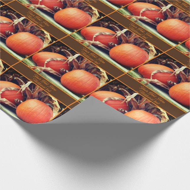 Country Pumpkins Fall Personalised Wrapping Paper (Corner)