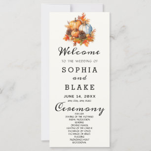 Country Pumpkins Fall White Cream Wedding Program