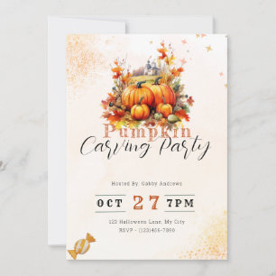Country Pumpkins Orange Pumpkin Carving Party Invitation