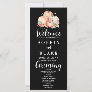 Country Pumpkins Plaid Fall Black Wedding Program