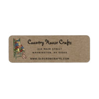 Country Quilt & Bear on Kraft Return Address Label