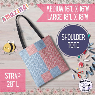 Country Quilt Pink and Blue Tote Bag