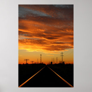 Country Railroad Sunset Poster