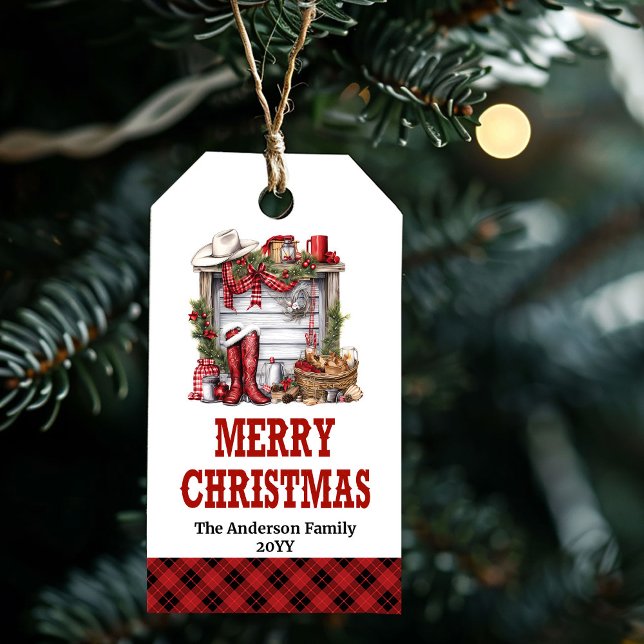Country ranch Christmas tag with horseshoe design (Country ranch Christmas tag with horseshoe design)