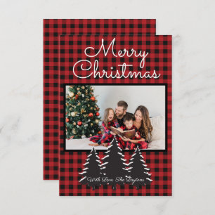 Country Red and Black Buffalo Plaid Photo  Card