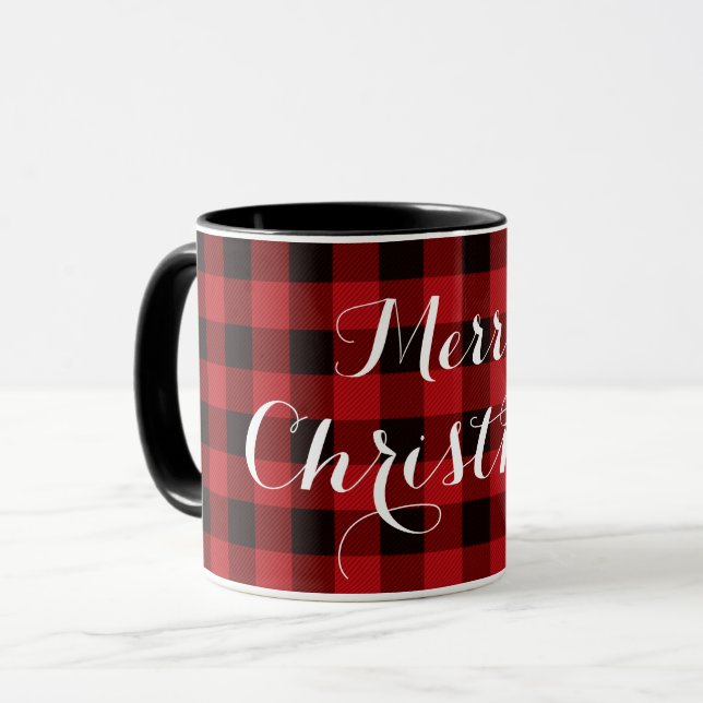 Country red and black plaid - Merry Christmas  Mug (Front Left)