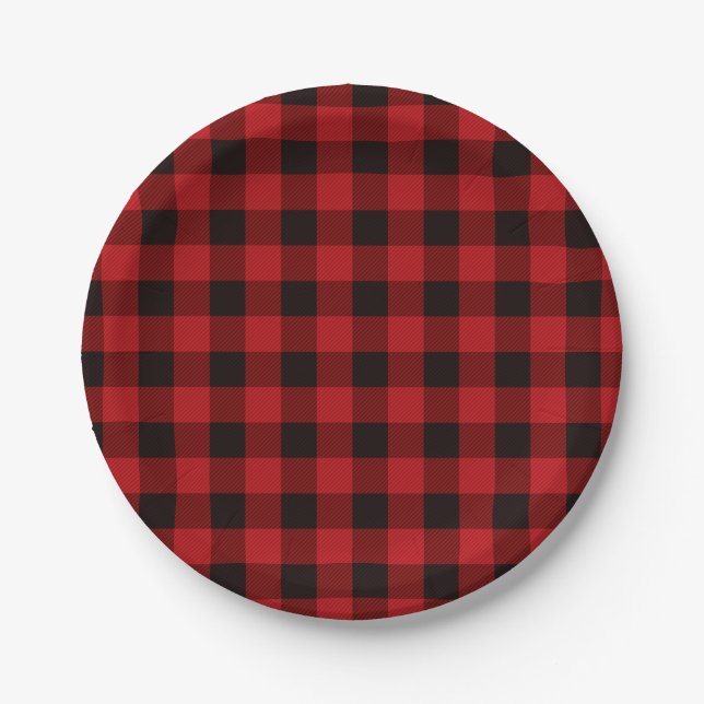 Country Red and Black plaid Paper Plate (Front)