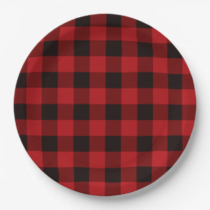 Country red and black plaid paper plate