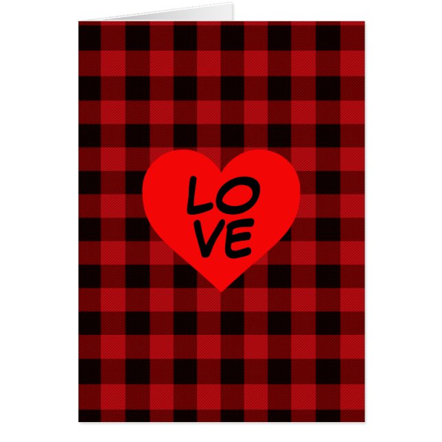 Country red and black plaid with heart detail (Front)