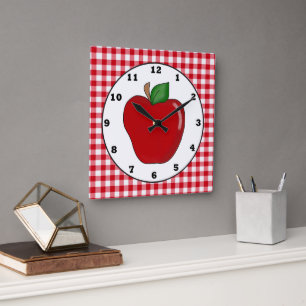 Country red apple fruit wall clock