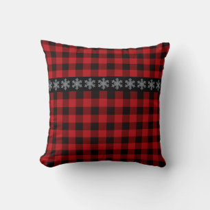 Country red, black buffalo plaid cushion