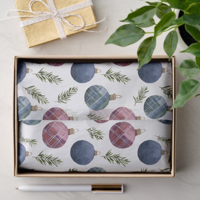 Country Red Blue Ornaments Christmas Tissue Paper (Gift)