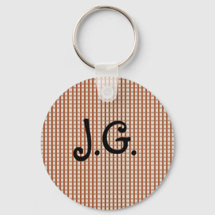 Country Red Gingham Checks Key Ring