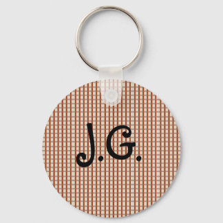 Country Red Gingham Checks Key Ring