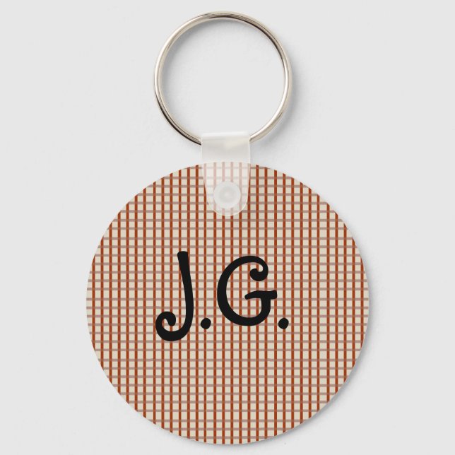 Country Red Gingham Checks Key Ring (Front)