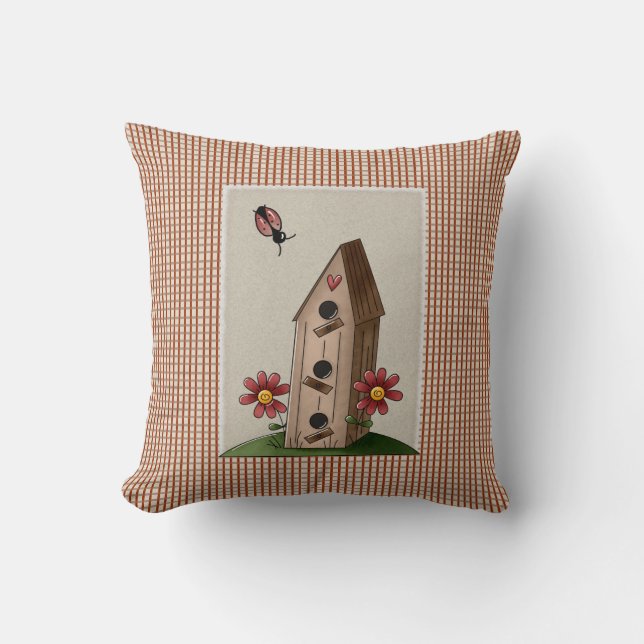 Country Red Gingham Welcome Friends Cushion (Front)