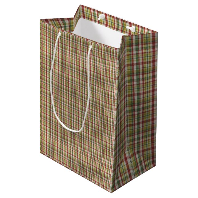 Country Red & Green Plaid Christmas Paper Bag (Front Angled)