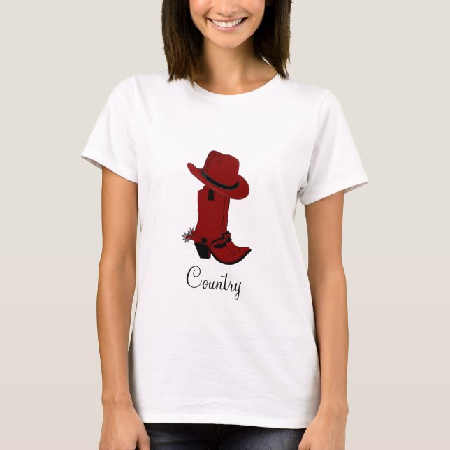 Country Red Hat & Boots T-Shirt (Front)