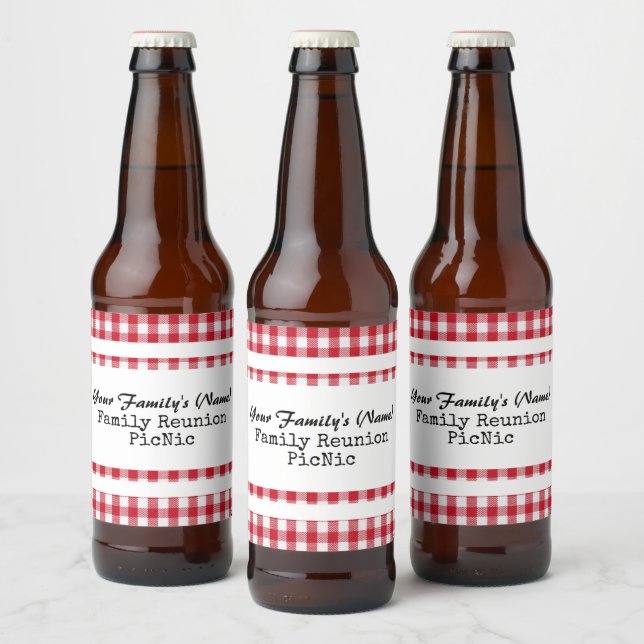 Country Red & White Gingham Label - HAMbyWG (Bottles)