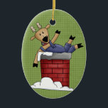 Country Reindeer Ceramic Christmas Ornament<br><div class="desc">Text can be added to this ornament to make a personalized holiday gift. If you need help,  just click on the contact link below to send the designer a personal detailed message.</div>