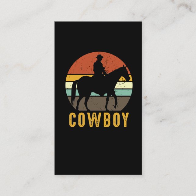 Country Retro Cowboy Western Horse Rider Business Card (Front)