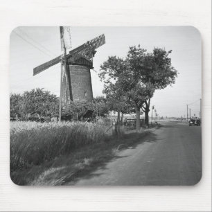 Country road and traditional windmill mouse pad