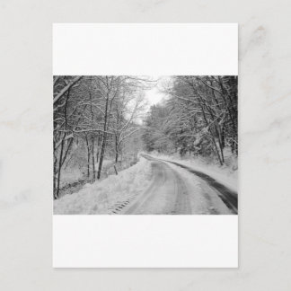 Country Road Black and white image with snow Postcard