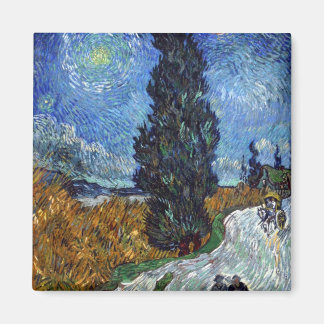 Country road in Provence by night by van Gogh Magnet