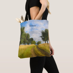 Country Road Painting Personalised Tote Bag