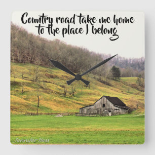 Country Road Take Me Home Wall Clock