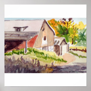 COUNTRY ROAD WATERCOLOR ON CANVAS POSTER